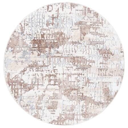 Safavieh 6 ft. 7 in. x 6 ft. 7 in. Lagoon Power Loomed Round Area Rug; Ivory & Grey LGN174A-7R